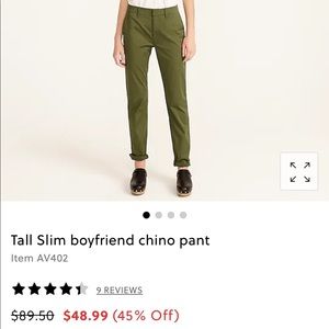 Olive green JCrew Chink Pant size 29